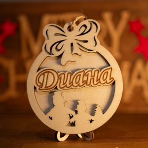 3D Коледна играчка с име и панделка